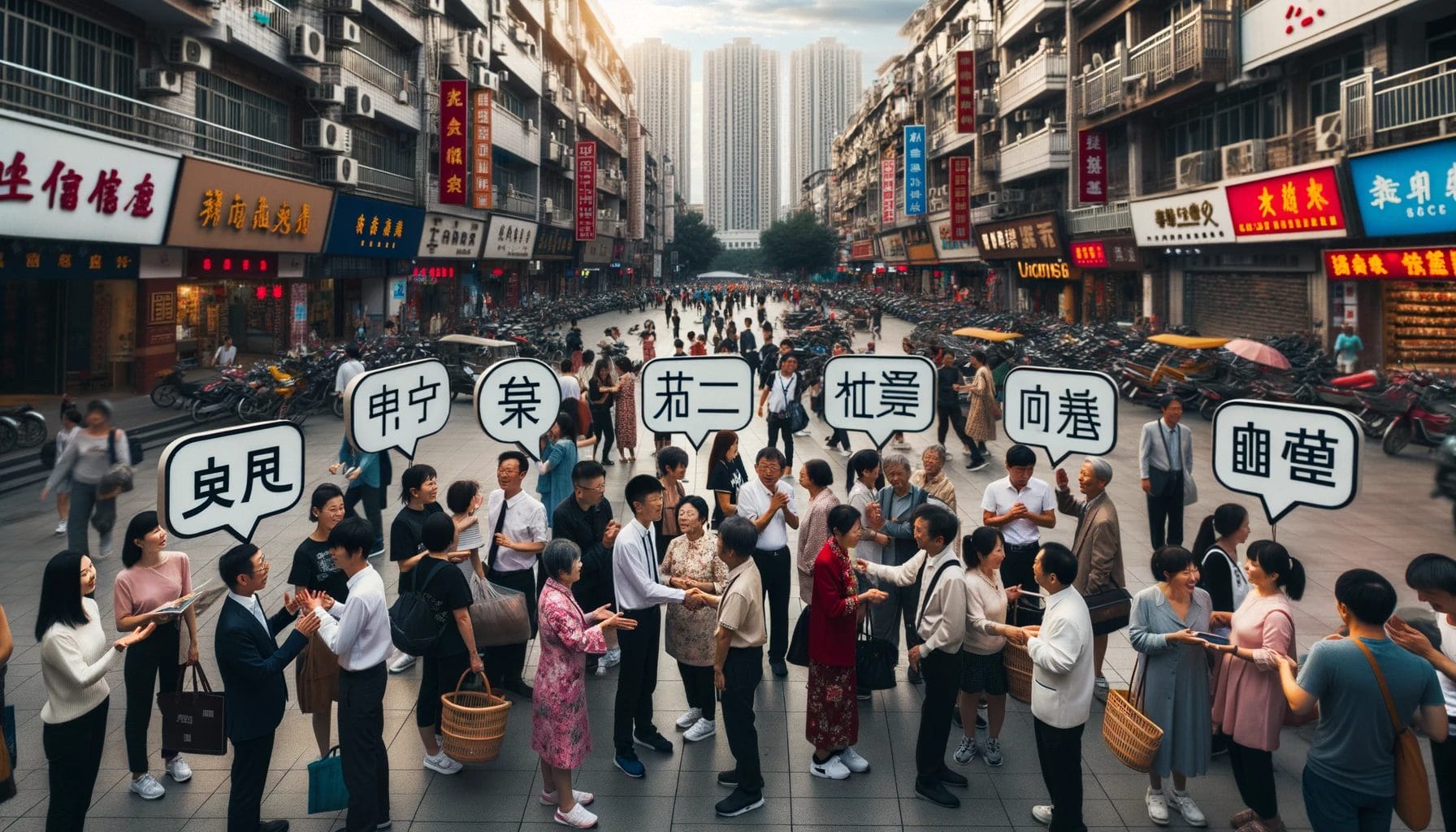 アジアの都市に住む人々のグループ。