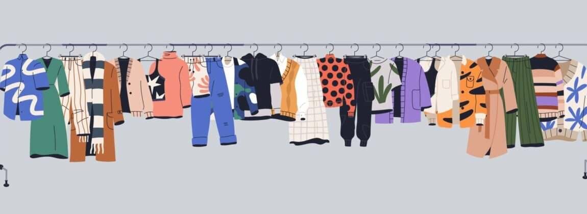 灰色の背景に 1 つの衣服フレームが置かれています。