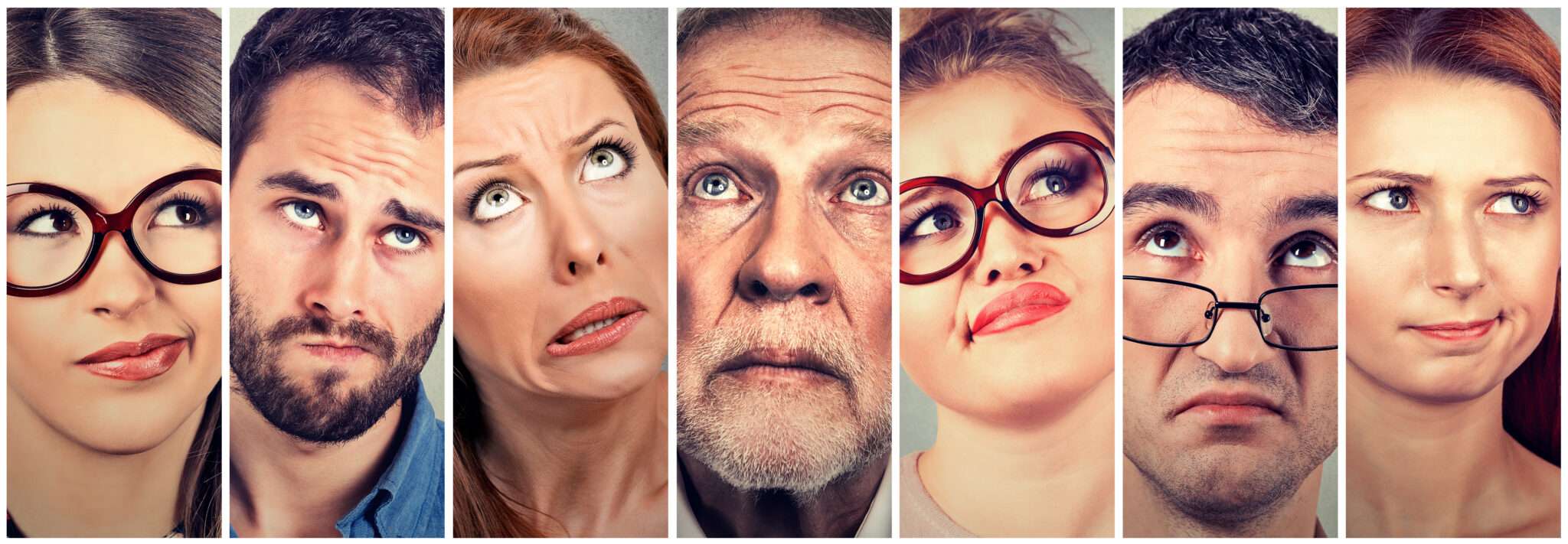 一人の中国人の腹部の表情。