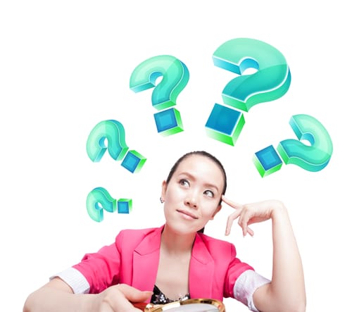 中国问号を持つ女性。 中国问号を持つ女性。