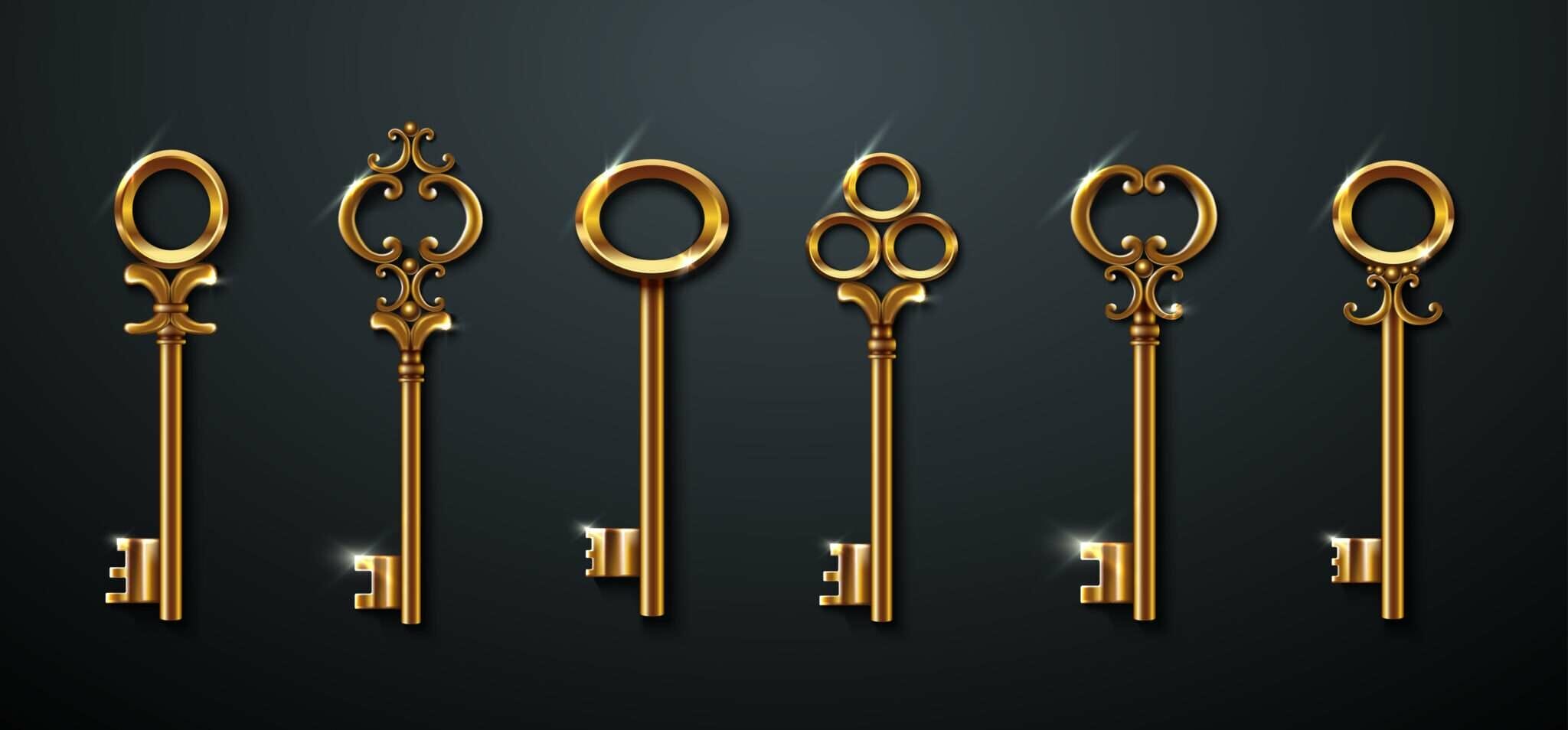 中国の美しさをイメージした黒地に金色の鍵のセット。