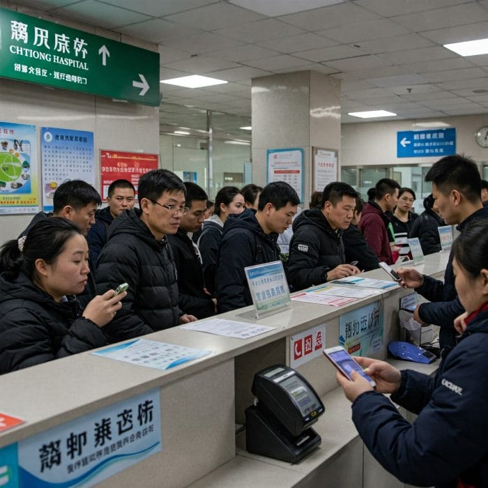 中国の病院の支払い窓口の様子