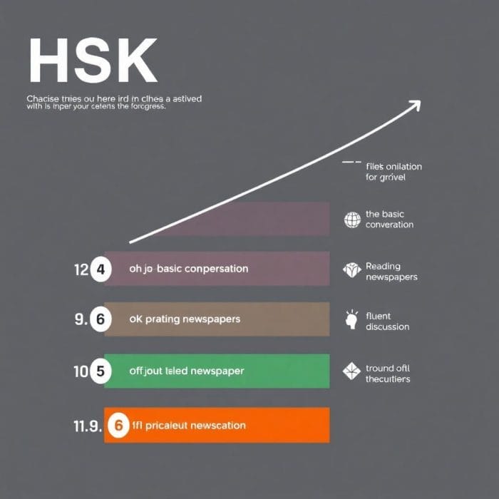 HSKの級別レベルを示すステップ図