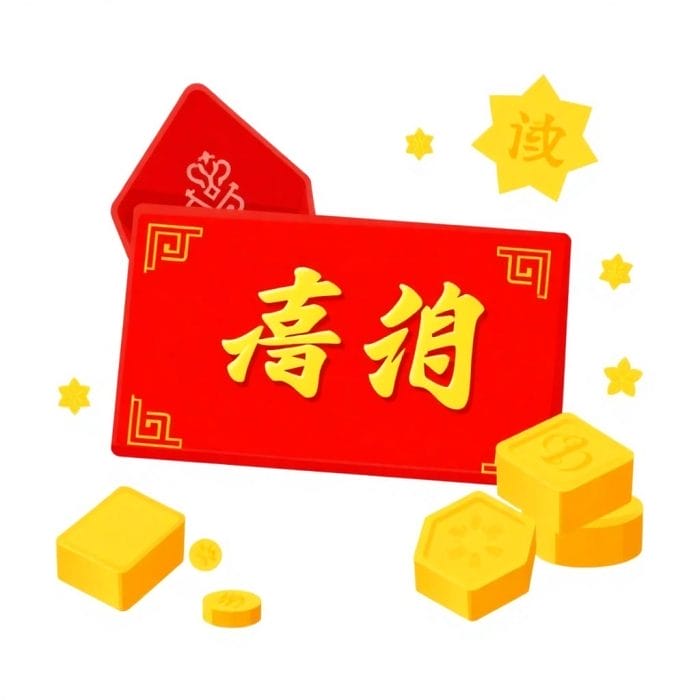 「恭喜发财」と書かれた赤いお年玉袋（紅包）