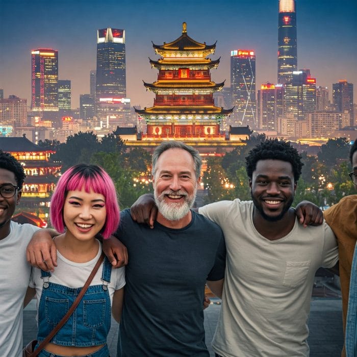 肩を組む多様な友人グループ