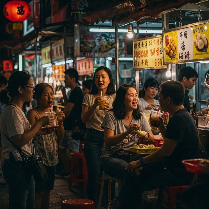 台湾の夜市の賑やかな様子