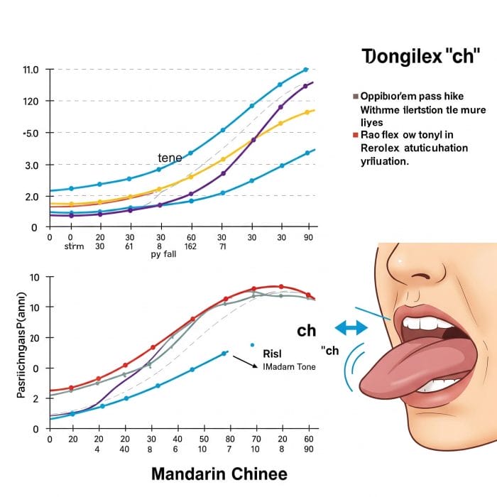 中国語の声調グラフと反り舌音の舌の形