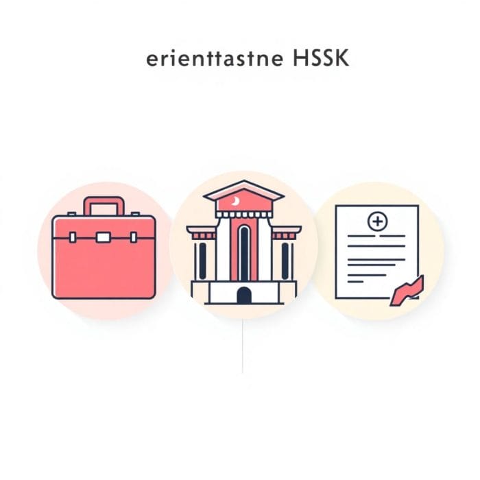 HSKのメリットを示すアイコン（キャリア、留学、スキル証明）