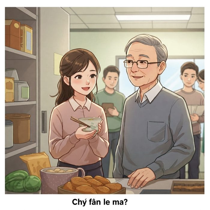 食卓を囲み「ご飯食べた？」と気遣う様子のイラスト