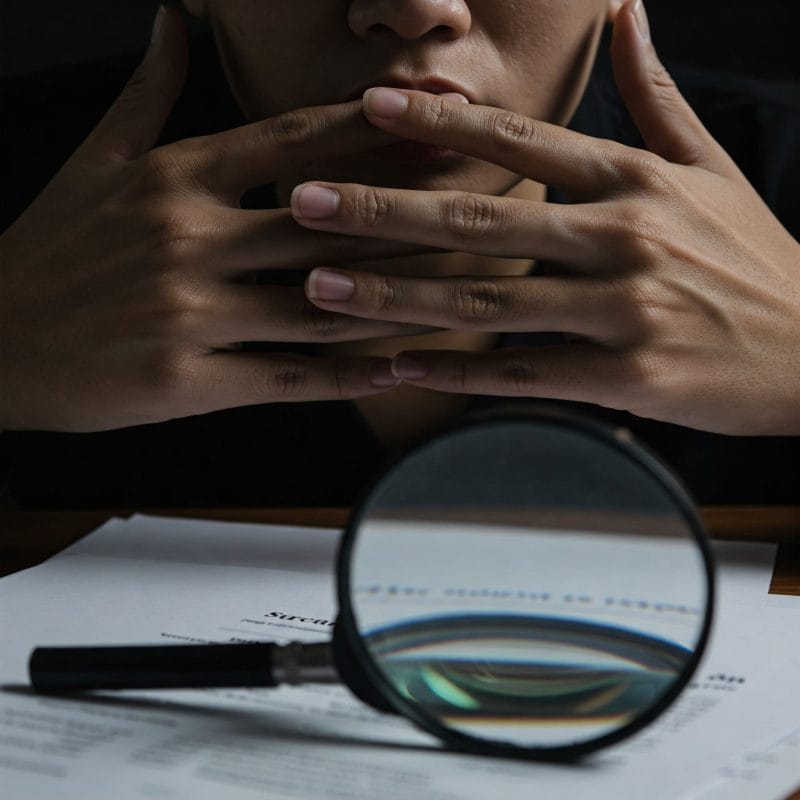 口を覆う手や機密文書など注意を促す抽象イメージ