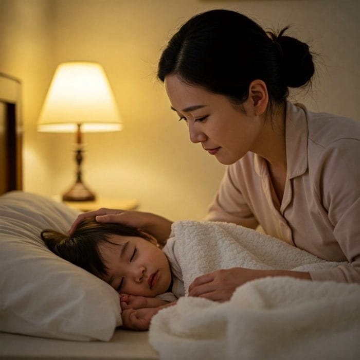 ベッドで眠る子供や、すやすや眠る可愛い動物