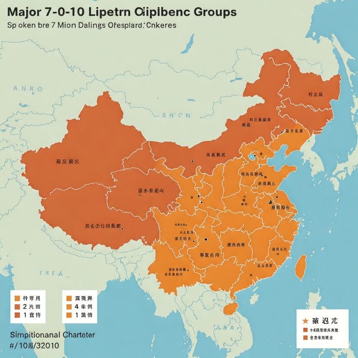 中国の主要な方言分布図