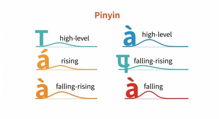ピンインと声調の概念を視覚的に表現した画像