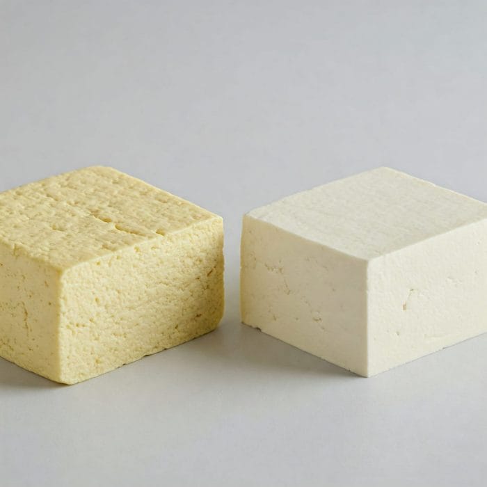 北豆腐と嫩豆腐を並べて比較した画像
