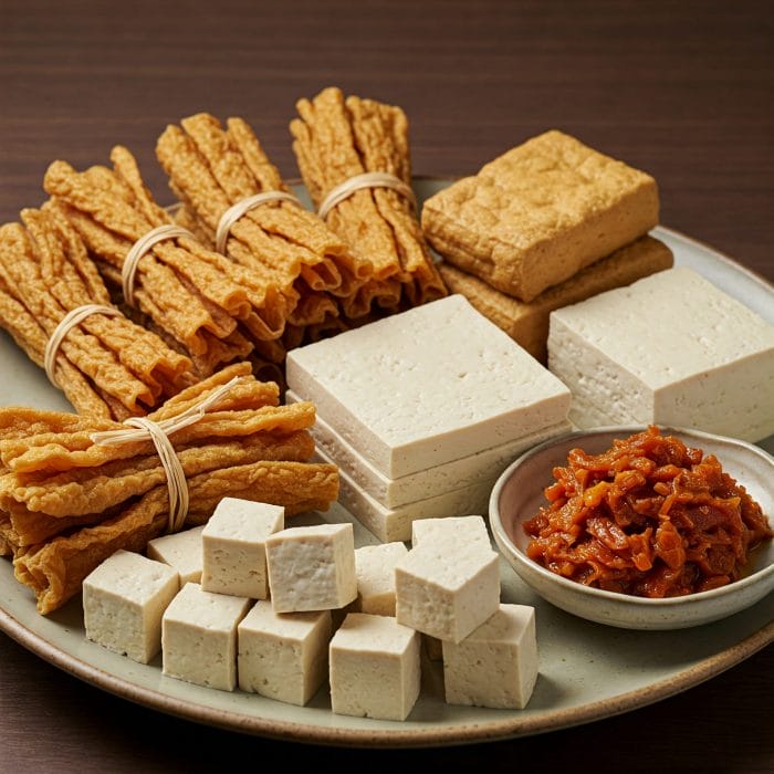 腐竹、豆干、凍豆腐、腐乳など様々な中国の豆腐加工品