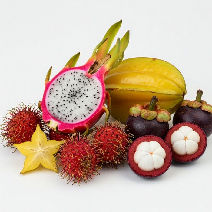 夏の桃やライチ、秋の柿やザクロなど季節の果物の盛り合わせ