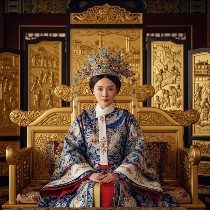 豪華な宮殿に座る皇后（娘娘）