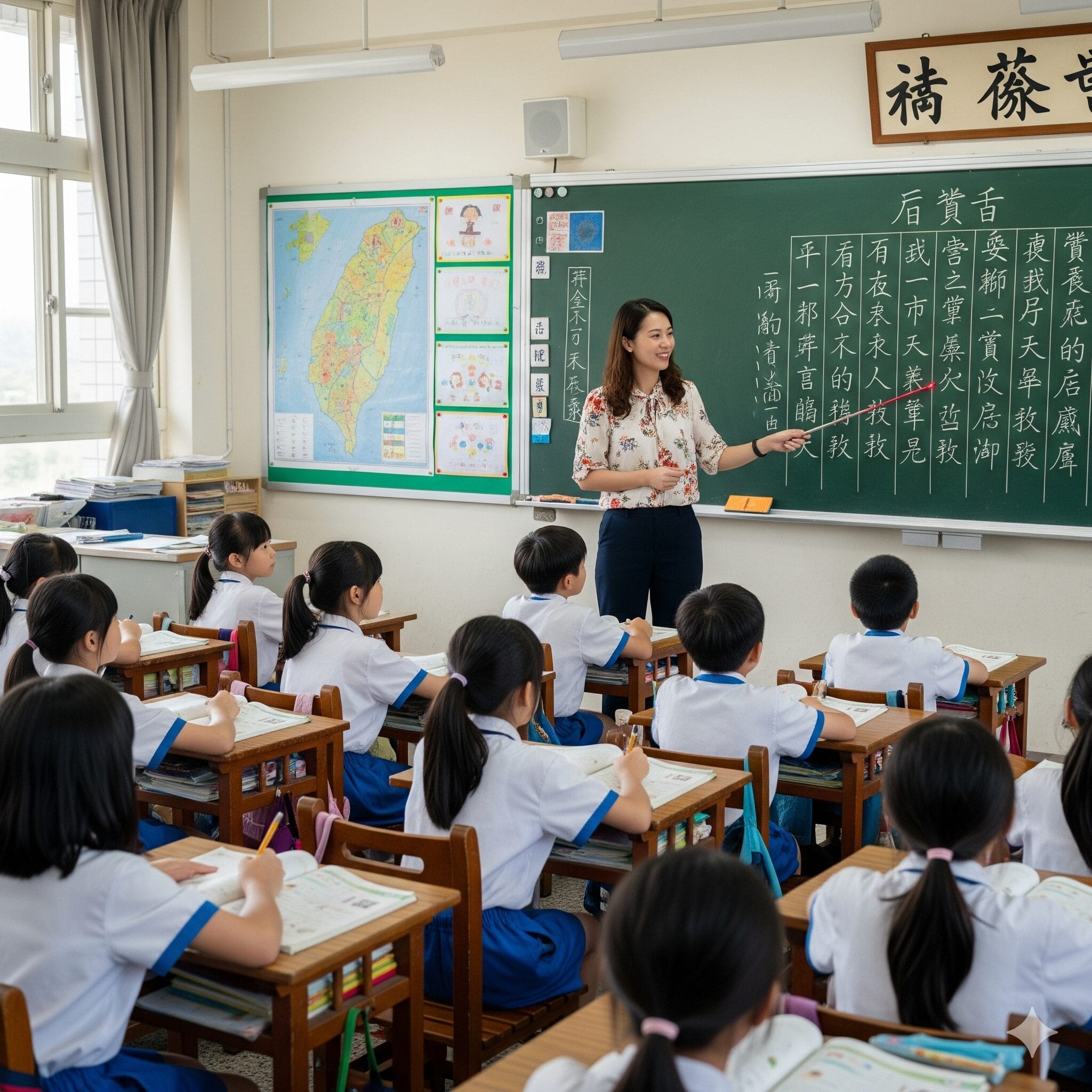 繁体字が書かれた台湾の学校の教室