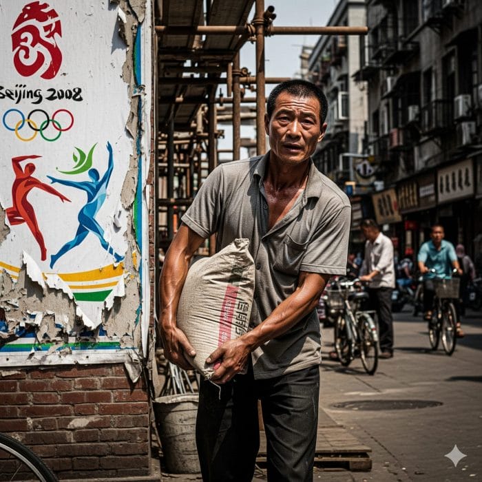 引退後、街頭で肉体労働に従事する中国の元アスリート