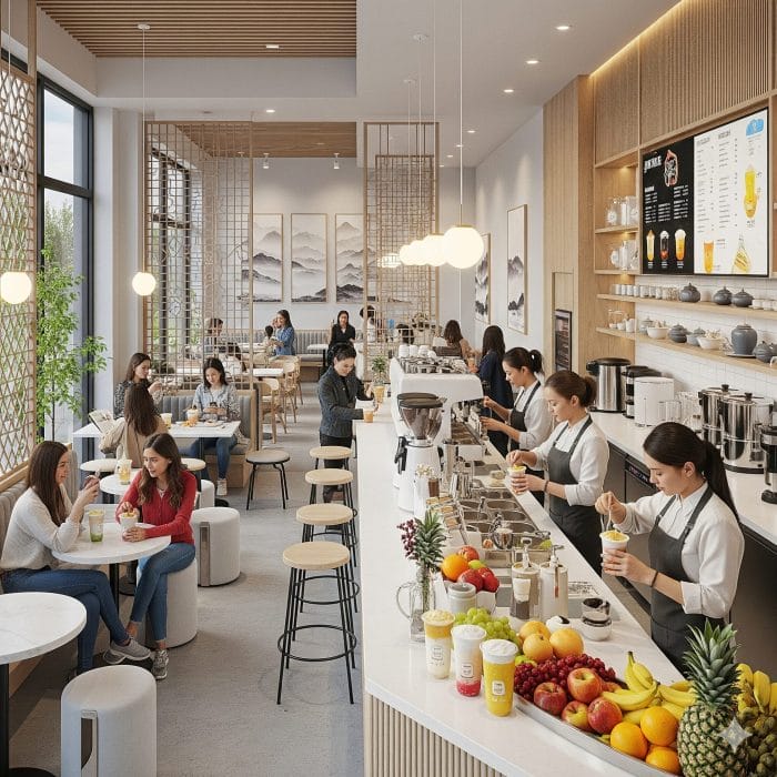 中国の若者で賑わうモダンなティースタンド