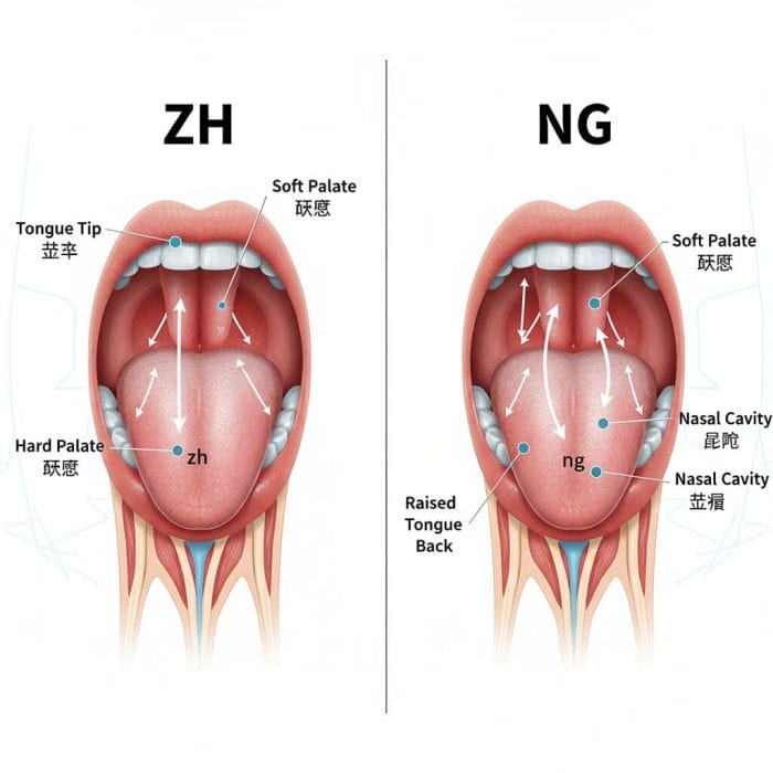 そり舌音や鼻母音を発音する口の形