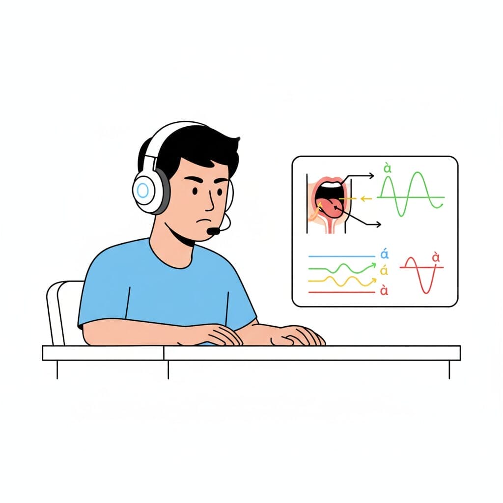 中国語の声調（四声）の概念を視覚化したイラスト