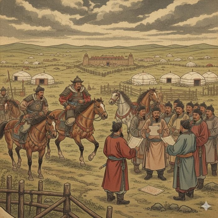 元王朝時代の駅伝「站赤（ジャムチ）」の歴史イラスト