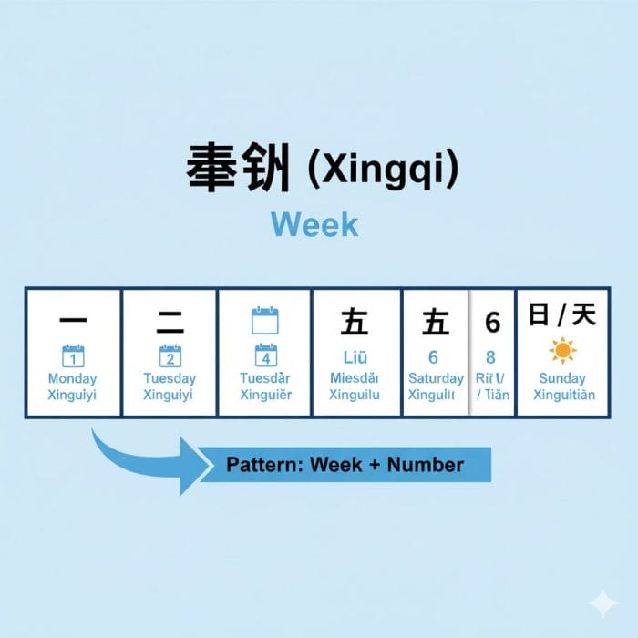 中国語の曜日の覚え方 星期一、星期二...