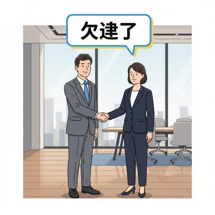 ビジネスシーンで握手する二人「久违了」