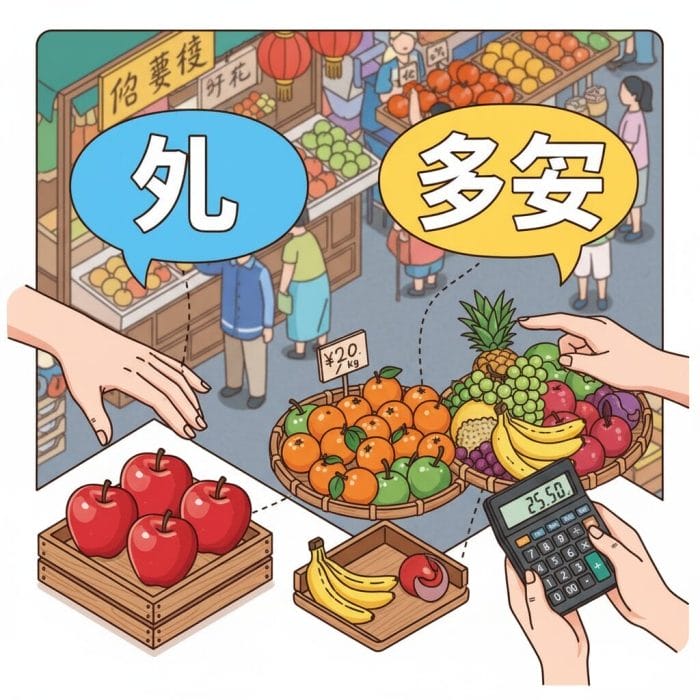 少ない数を数える几と、多い数や金額を扱う多少の対比イメージ