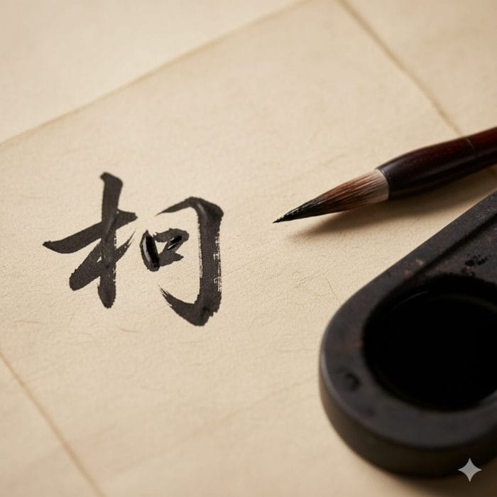 書道で力強く書かれた漢字の「何」